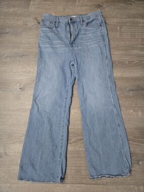 Madewell 11" High-Rise Flare Jeans Light Wash Blue Size 32x28 Wide Leg Denim